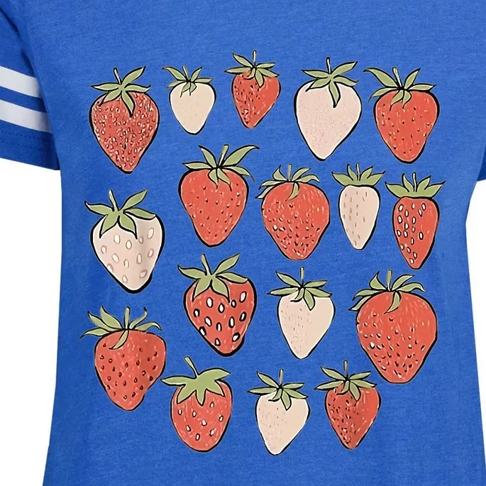 Strawberry Pattern Fruitarian Berry Strawberries Fruit Lover Enza Ladies Jersey Football T-Shirt