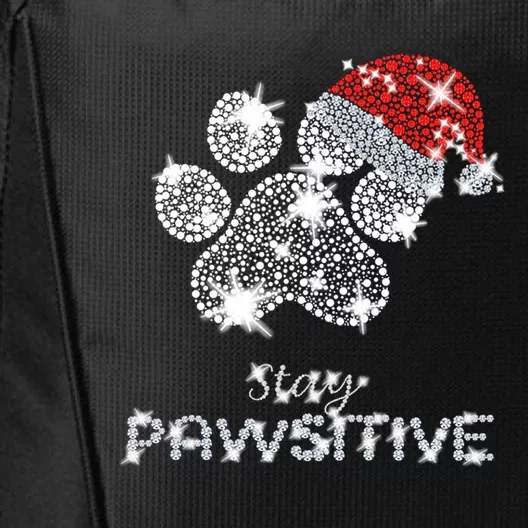 Stay Pawsitive Funny Dog Santa Hat Christmas Gift Meaningful Gift City Backpack