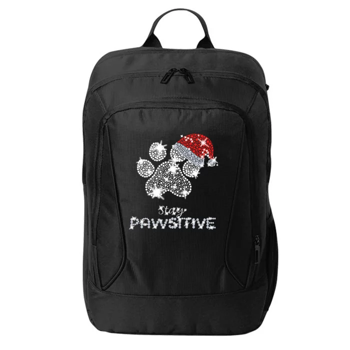 Stay Pawsitive Funny Dog Santa Hat Christmas Gift Meaningful Gift City Backpack