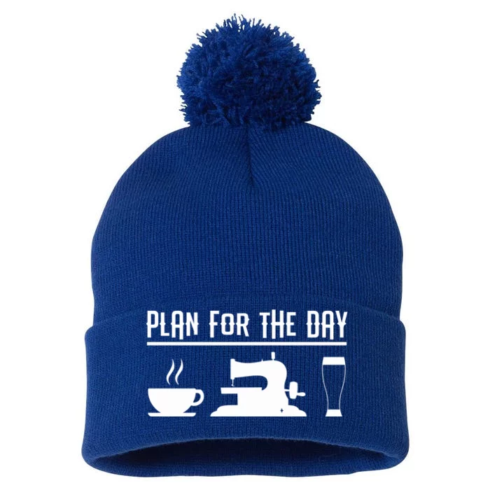 Sewers Plan For The Day Sewing Machine Sewing Seamstress Gift Pom Pom 12in Knit Beanie