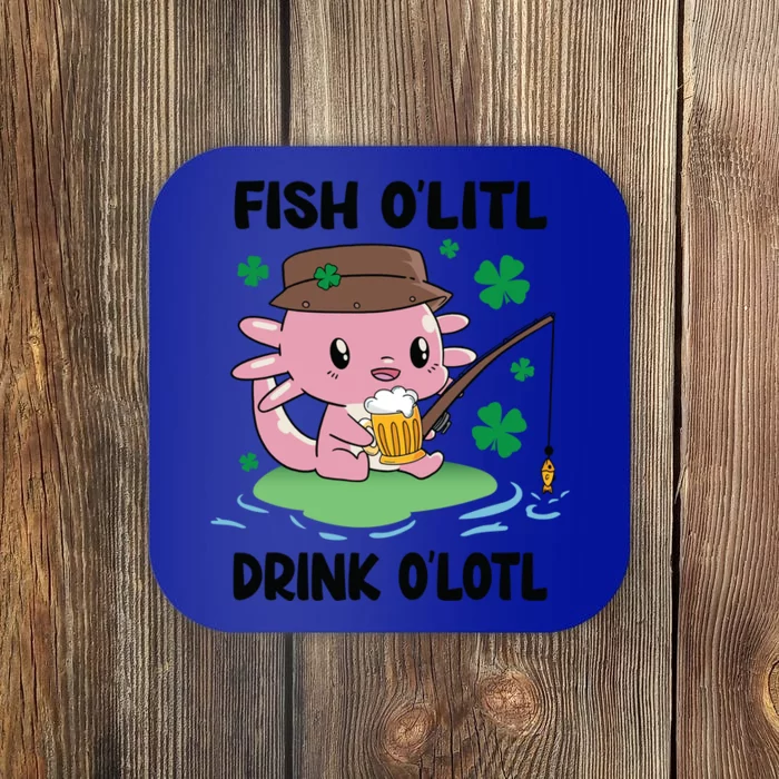 St Patricks Fish O'litl O'lotl Axolotl Fishing Funny Cute Gift Coaster