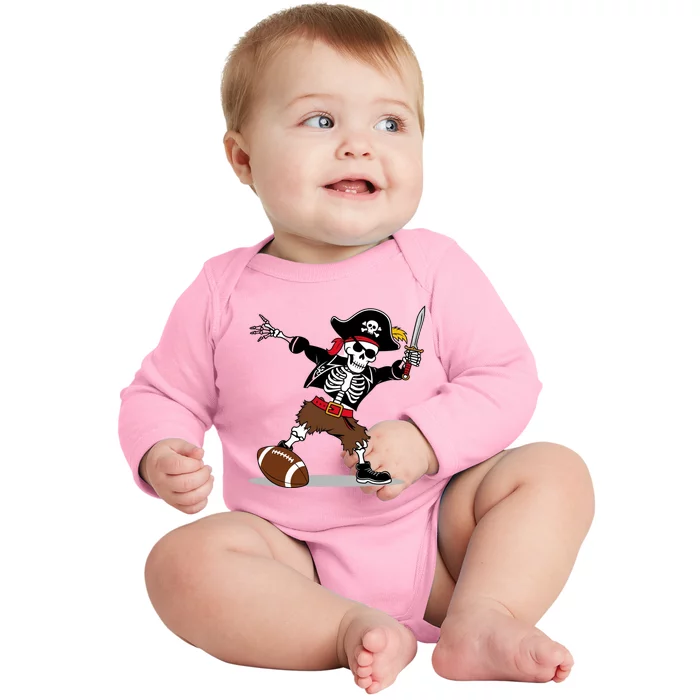 Skeleton Pirate Football Halloween Costume Design Baby Long Sleeve Bodysuit