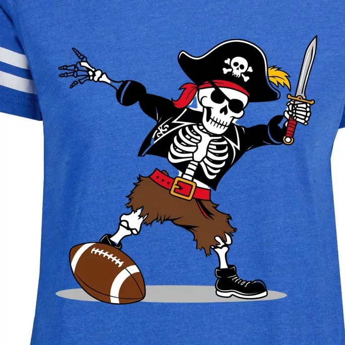 Skeleton Pirate Football Halloween Costume Design Enza Ladies Jersey Football T-Shirt