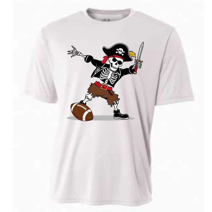 Skeleton Pirate Football Halloween Costume Design Cooling Performance Crew T-Shirt