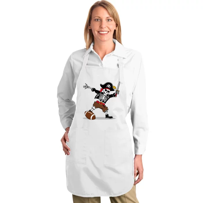 Skeleton Pirate Football Halloween Costume Design Full-Length Apron With Pocket