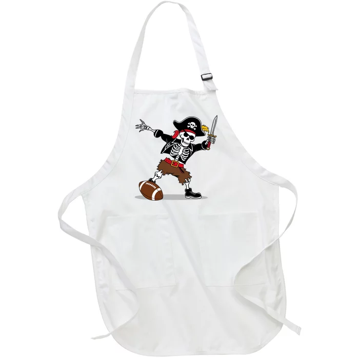 Skeleton Pirate Football Halloween Costume Design Full-Length Apron With Pocket