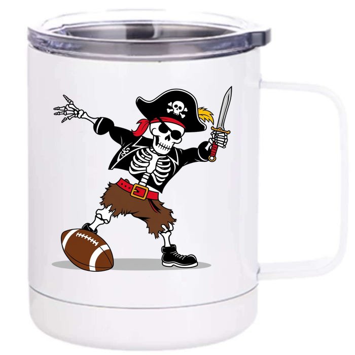 Skeleton Pirate Football Halloween Costume Design Front & Back 12oz Stainless Steel Tumbler Cup