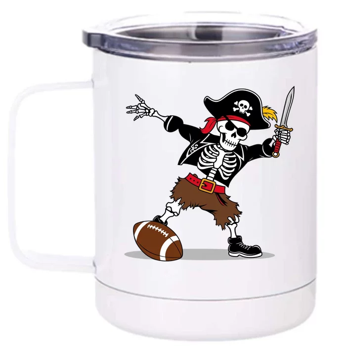 Skeleton Pirate Football Halloween Costume Design Front & Back 12oz Stainless Steel Tumbler Cup