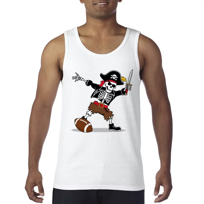 Skeleton Pirate Football Halloween Costume Design Tank Top