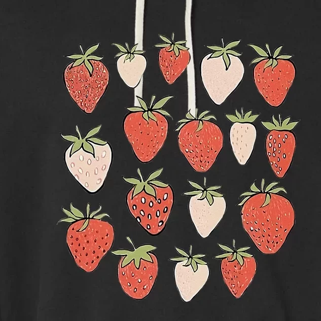 Strawberry Pattern Fruitarian Berry Strawberries Fruit Lover Garment-Dyed Fleece Hoodie