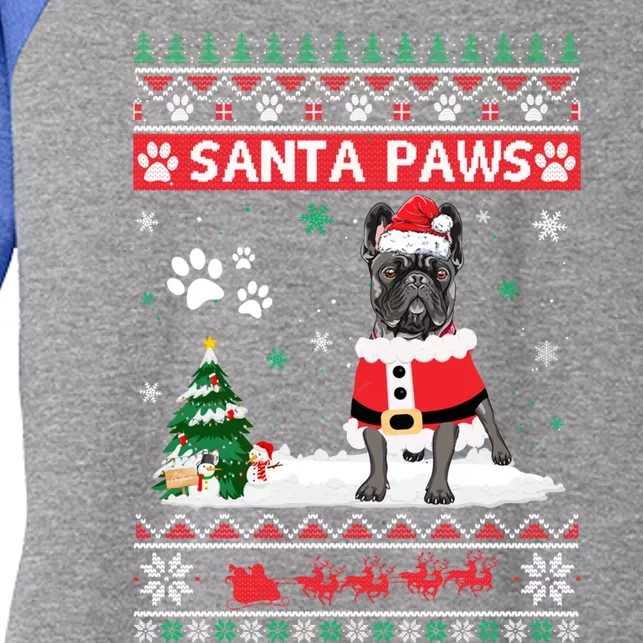 Santa Paws French Bulldog Merry Christmas Dog Funny Xmas Gift Women's Tri-Blend 3/4-Sleeve Raglan Shirt