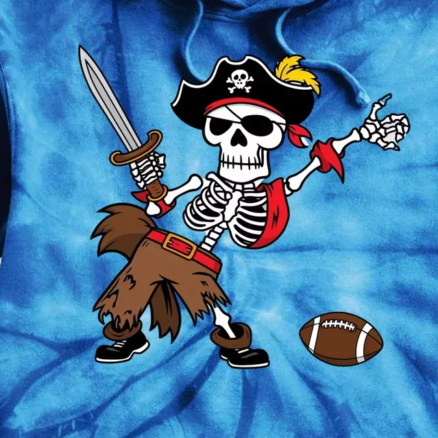 Skeleton Pirate Football Halloween Costume Design Tie Dye Hoodie