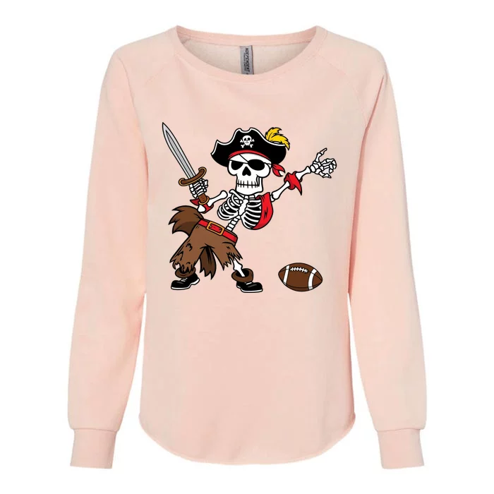 Skeleton Pirate Football Halloween Costume Design Womens California Wash Sweatshirt