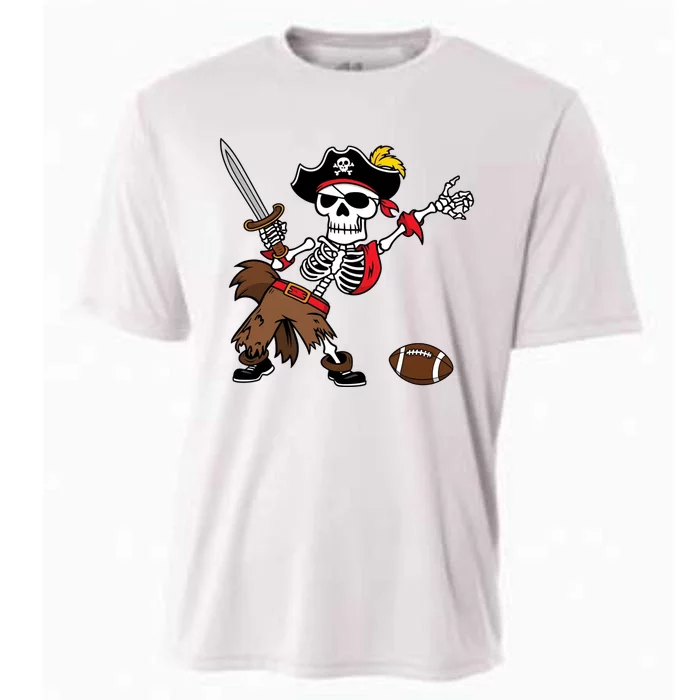 Skeleton Pirate Football Halloween Costume Design Cooling Performance Crew T-Shirt