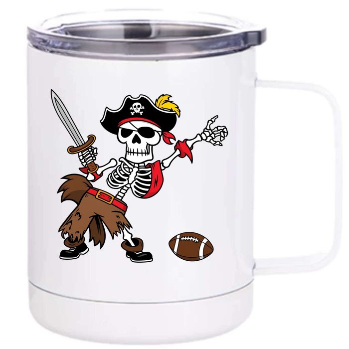 Skeleton Pirate Football Halloween Costume Design Front & Back 12oz Stainless Steel Tumbler Cup