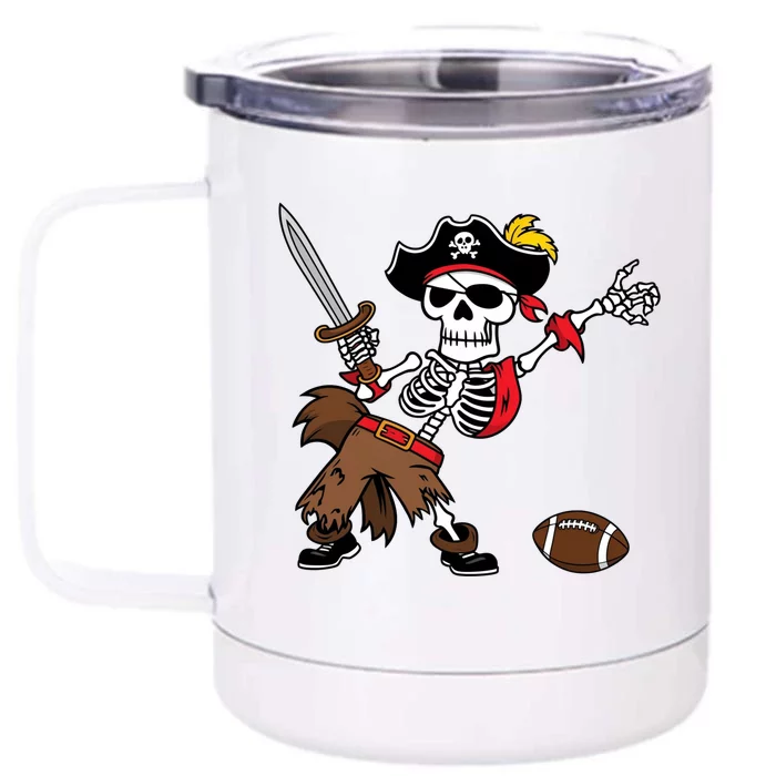 Skeleton Pirate Football Halloween Costume Design Front & Back 12oz Stainless Steel Tumbler Cup