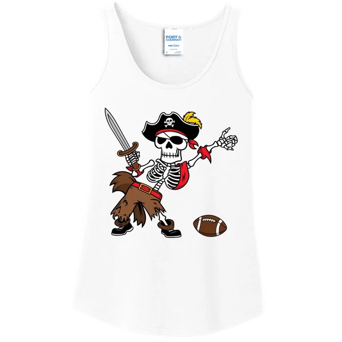 Skeleton Pirate Football Halloween Costume Design Ladies Essential Tank