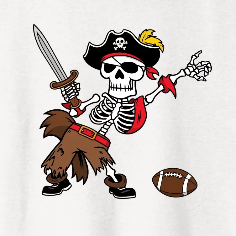 Skeleton Pirate Football Halloween Costume Design Women's Crop Top Tee