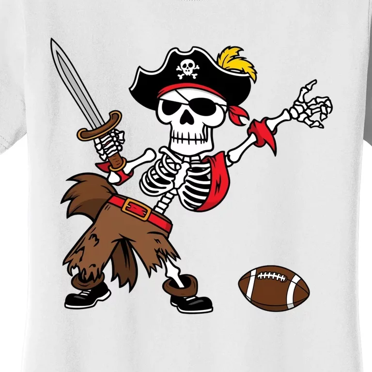 Skeleton Pirate Football Halloween Costume Design Women's T-Shirt