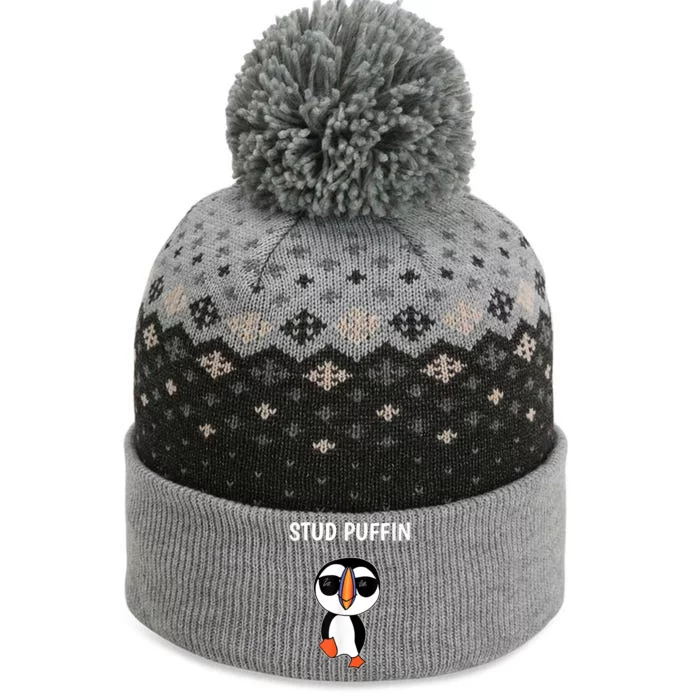 Stud Puffin Funny Bird The Baniff Cuffed Pom Beanie