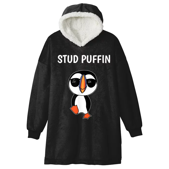 Stud Puffin Funny Bird Hooded Wearable Blanket