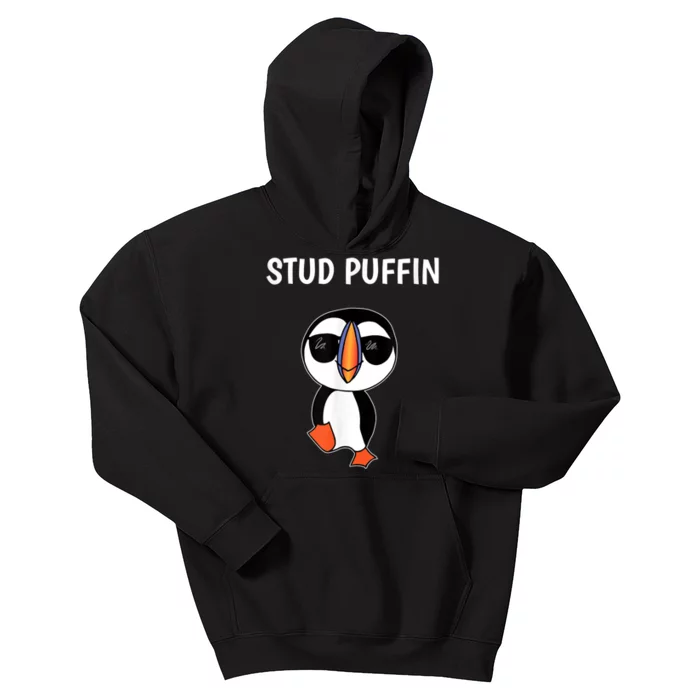 Stud Puffin Funny Bird Kids Hoodie