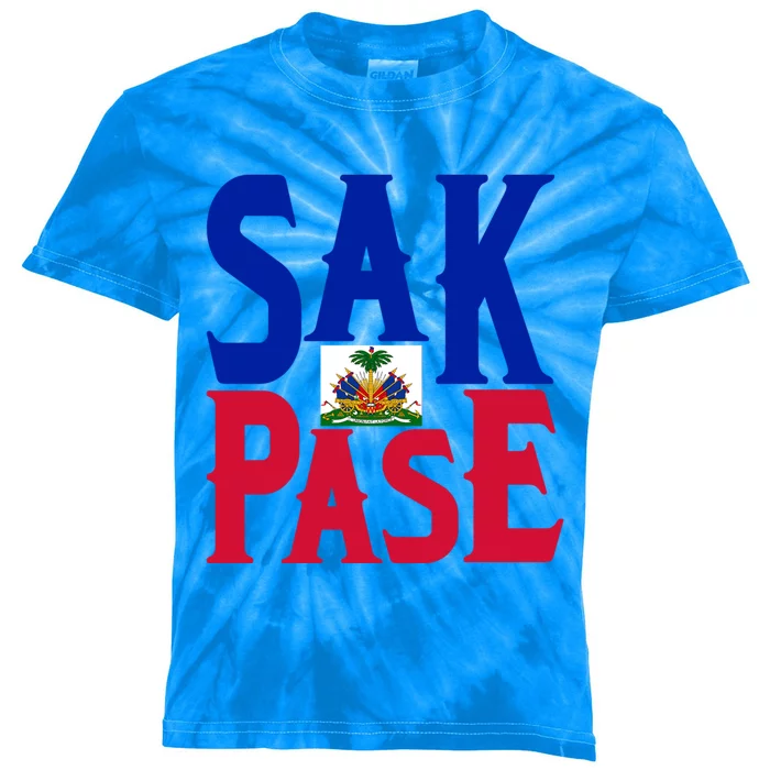 Sak Pase Funny Gift Cute Haitian Creole Pride Funny Gift Kids Tie-Dye T-Shirt