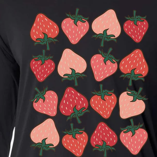 Strawberry Pattern Fruitarian Berry Strawberries Fruit Lover Cooling Performance Long Sleeve Crew