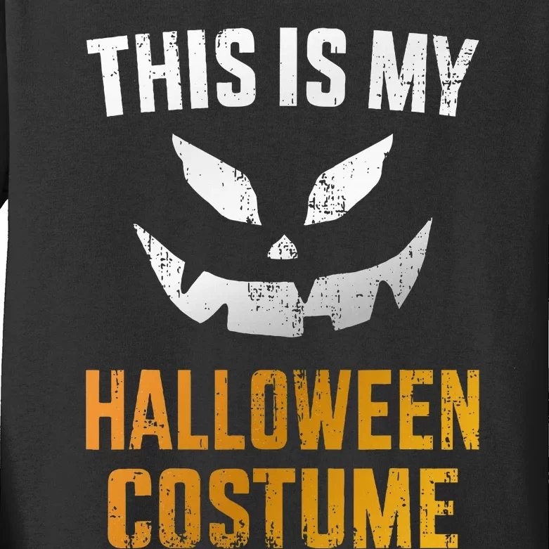 Scary Pumpkin Face Halloween Costume Kids Long Sleeve Shirt