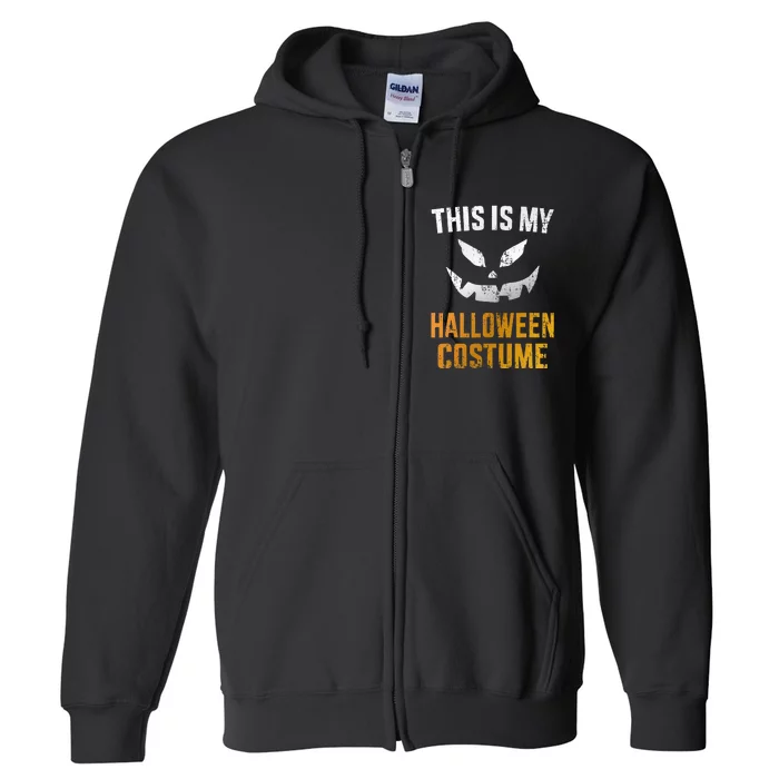 Scary Pumpkin Face Halloween Costume Full Zip Hoodie