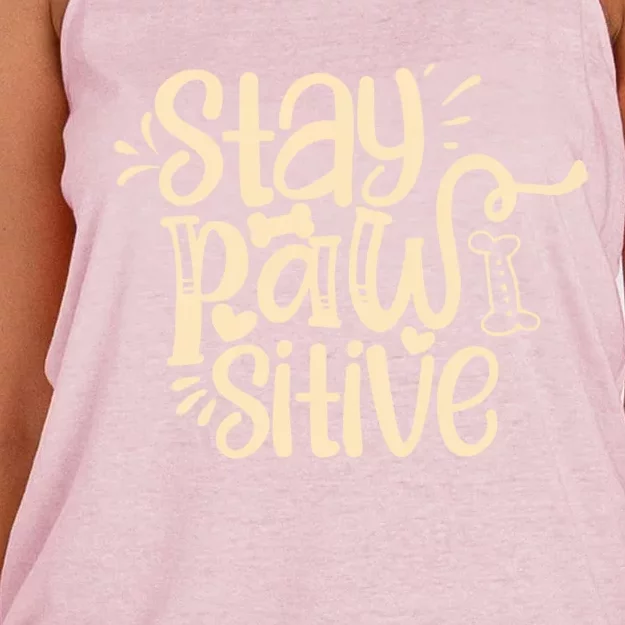 Stay Pawsitive Funny Gift Women's Knotted Racerback Tank