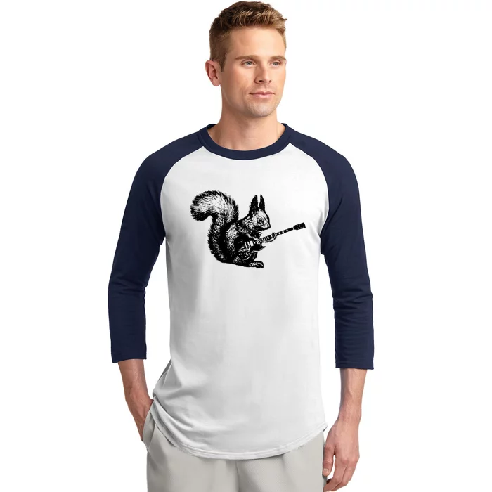 Squirrel Playing Guitar Funny Squirel Guitar Lover Guitar Baseball Sleeve Shirt