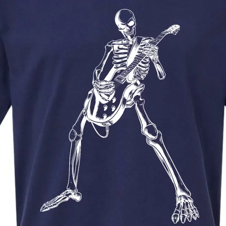 Skeleton Playing Guitar Sueded Cloud Jersey T-Shirt