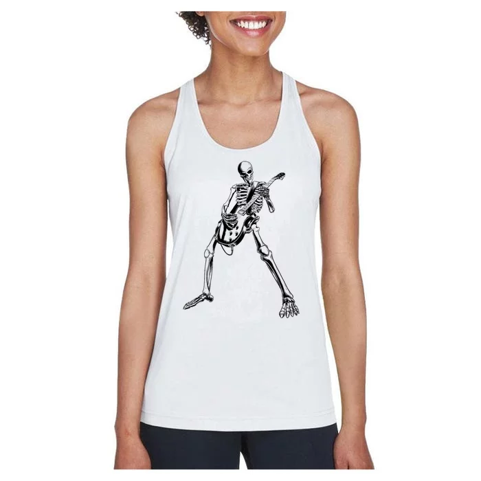 Skeleton Playing Guitar Women's Racerback Tank