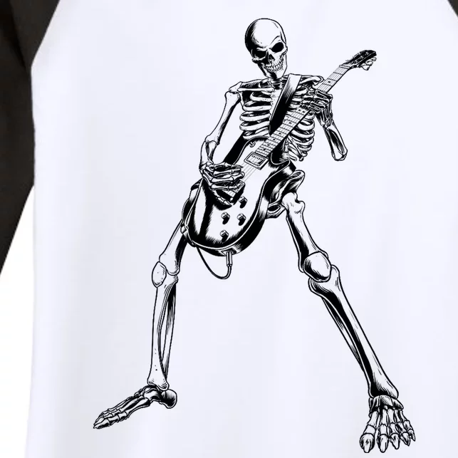 Skeleton Playing Guitar Women's Tri-Blend 3/4-Sleeve Raglan Shirt