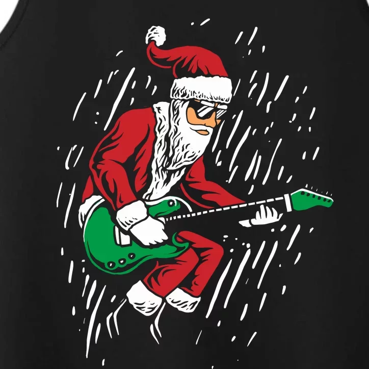 Santa Playing Guitar Christmas Pajama Musician Guitarist Performance Tank