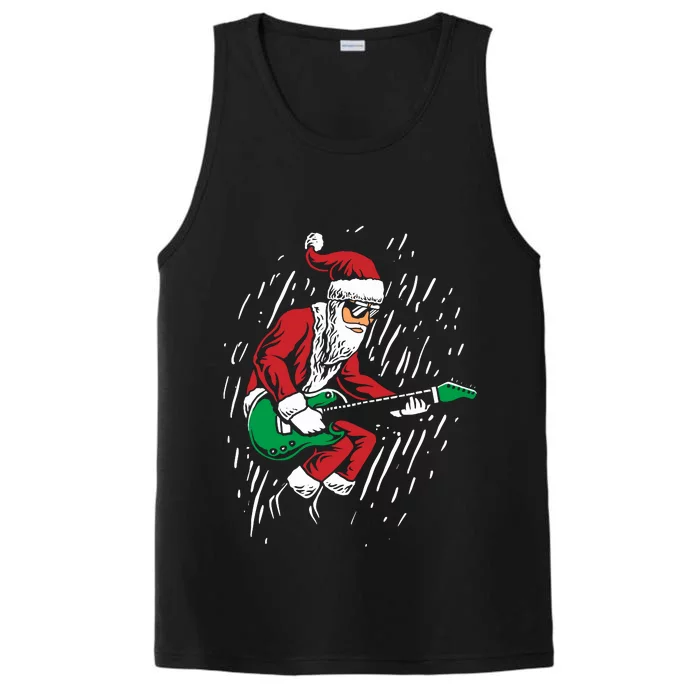 Santa Playing Guitar Christmas Pajama Musician Guitarist Performance Tank