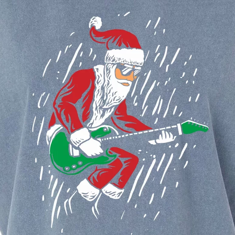 Santa Playing Guitar Christmas Pajama Musician Guitarist Garment-Dyed Women's Muscle Tee