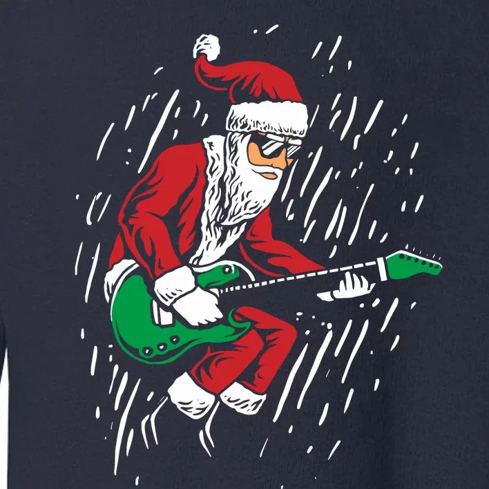 Santa Playing Guitar Christmas Pajama Musician Guitarist Toddler Sweatshirt