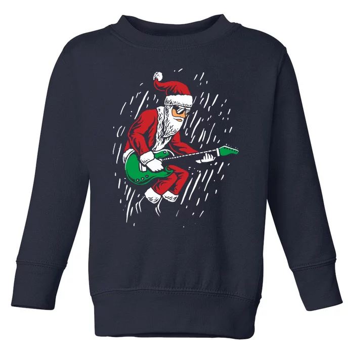 Santa Playing Guitar Christmas Pajama Musician Guitarist Toddler Sweatshirt