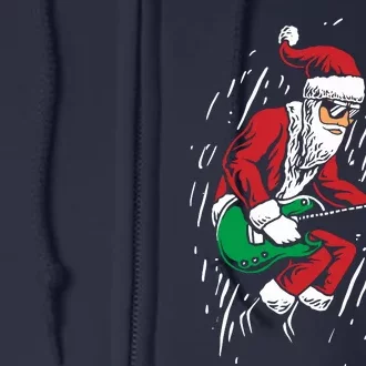 Santa Playing Guitar Christmas Pajama Musician Guitarist Full Zip Hoodie