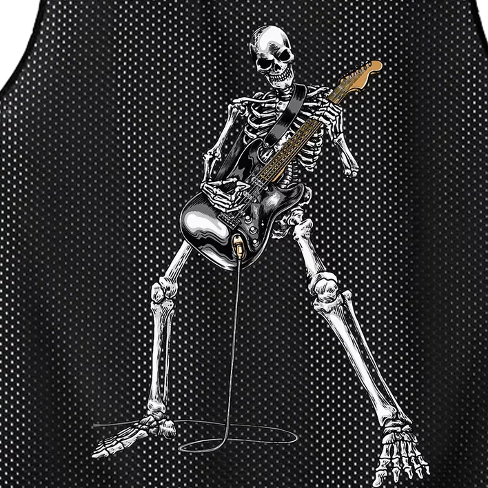 Skeleton Playing Guitar Rock And Roll Mesh Reversible Basketball Jersey Tank