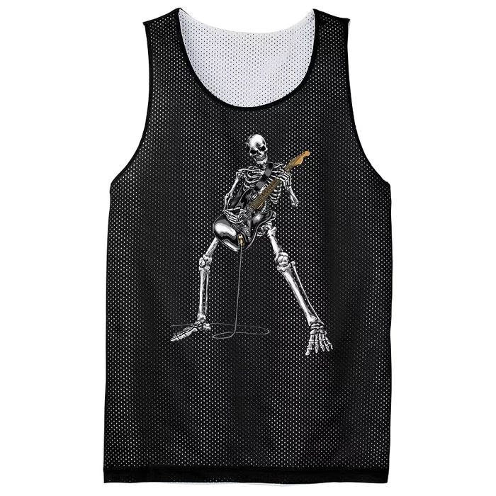 Skeleton Playing Guitar Rock And Roll Mesh Reversible Basketball Jersey Tank