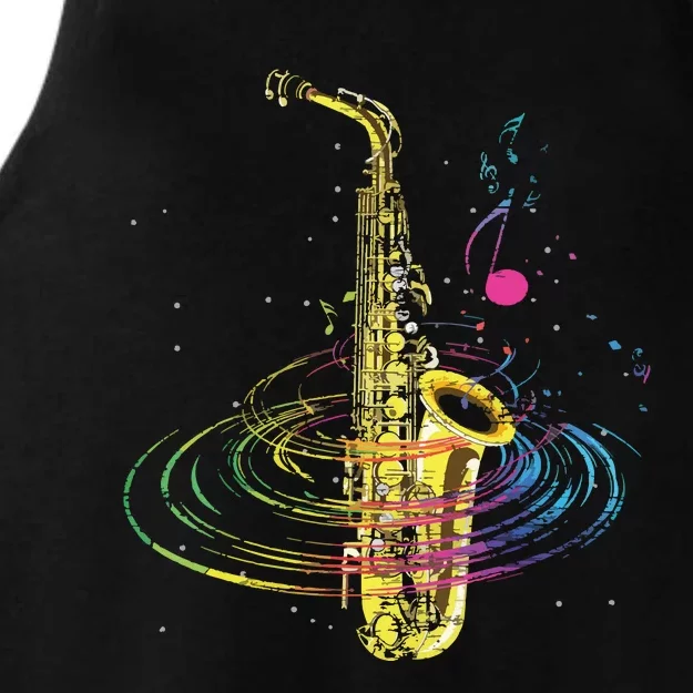 Sax Player Gift Idea Saxophonist Music Notes Saxophone Ladies Tri-Blend Wicking Tank