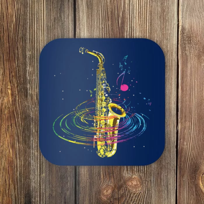 Sax Player Gift Idea Saxophonist Music Notes Saxophone Coaster