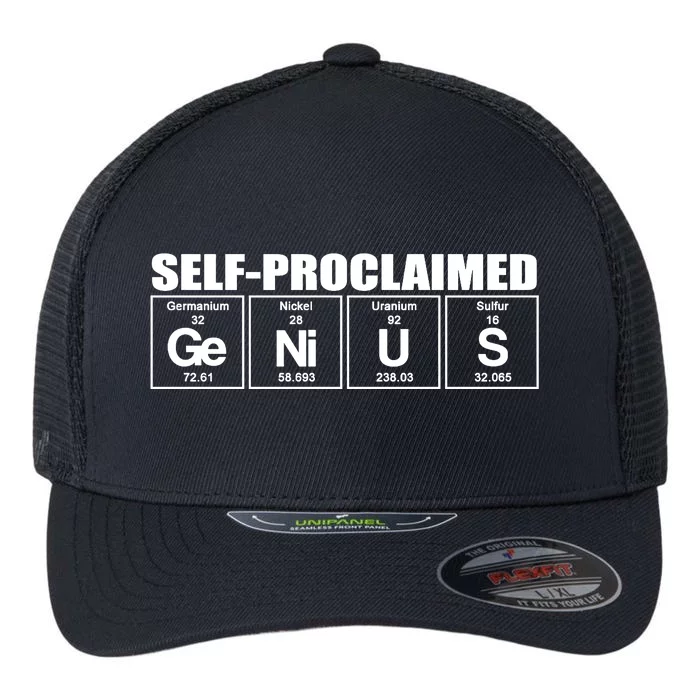 Self Proclaimed Genius Funny Gift Flexfit Unipanel Trucker Cap