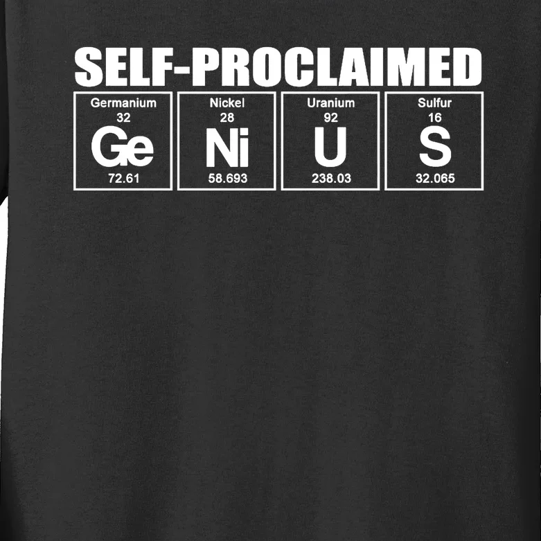 Self Proclaimed Genius Funny Gift Kids Long Sleeve Shirt