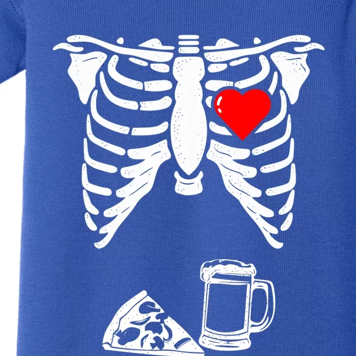 Skeleton Pregnancy Gift Pizza Beer Xray Halloween Soon Dad Gift Baby Bodysuit