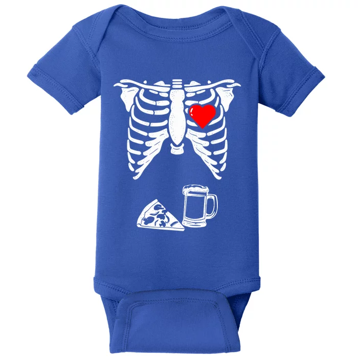 Skeleton Pregnancy Gift Pizza Beer Xray Halloween Soon Dad Gift Baby Bodysuit