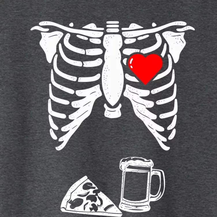 Skeleton Pregnancy Gift Pizza Beer Xray Halloween Soon Dad Gift Women's Crop Top Tee